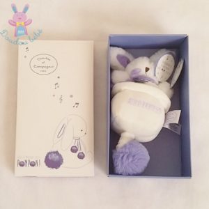 Lapin musical pompon lavande DOUDOU ET COMPAGNIE