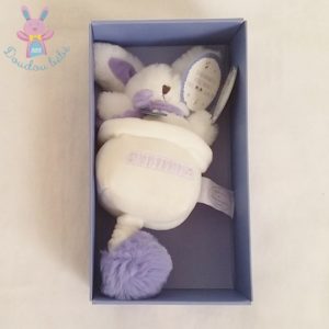 Lapin musical pompon lavande DOUDOU ET COMPAGNIE