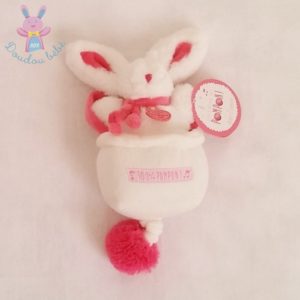 Doudou Lapin musical pompon fraise DOUDOU ET COMPAGNIE