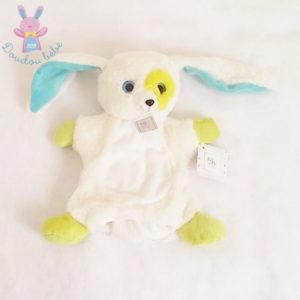 Doudou Marionnette Lapin blanc anis bleu OH STUDIO