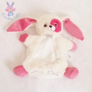 Doudou Marionnette Lapin blanc rose OH STUDIO