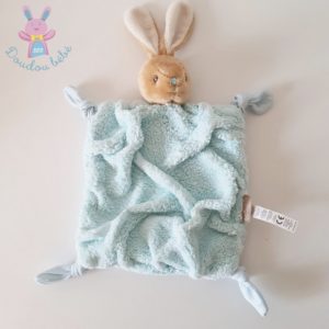 Doudou plat Lapin plume polaire vert beige KALOO