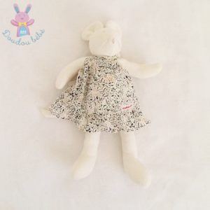 Doudou Souris blanc fleurs Cacharel MOULIN ROTY