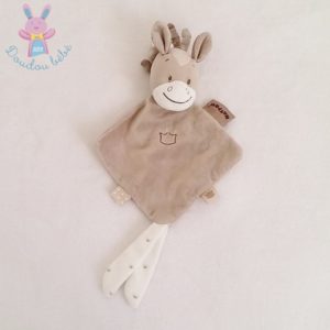 Doudou plat Ane Cheval beige marron blanc couronne NATTOU