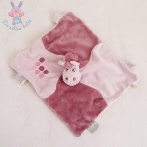 Doudou plat Cheval rose violet étiquettes NOUKIE’S