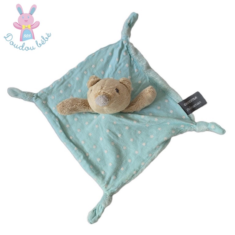 Doudou plat Souris bleu étoiles ORCHESTRA