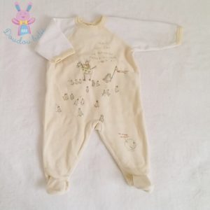 Pyjama velours blanc beige bébé garçon 3 MOIS PETIT BATEAU