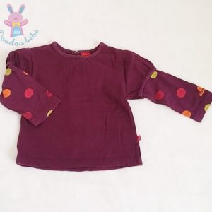 T-shirt prune et pois bébé fille 12 MOIS BABYGRO
