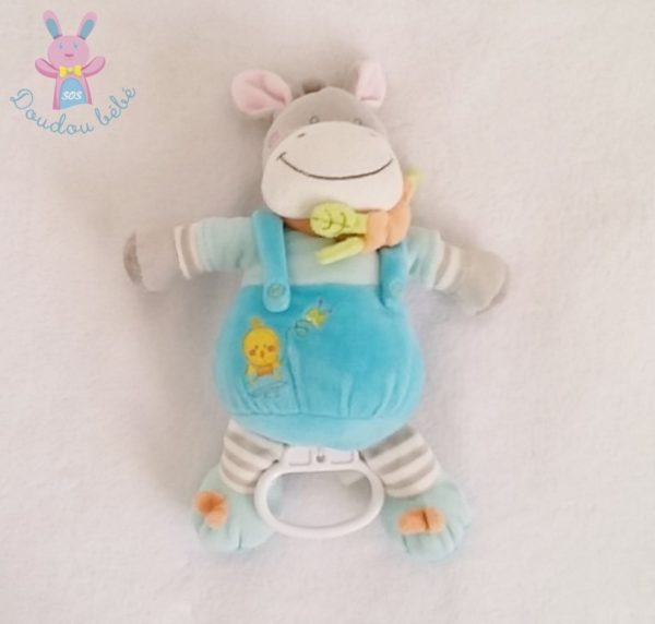 Doudou Cheval Ane musical bleu gris NICOTOY