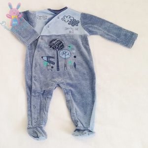 Pyjama velours bleu rayé bébé garçon 6 MOIS GRAIN DE BLE