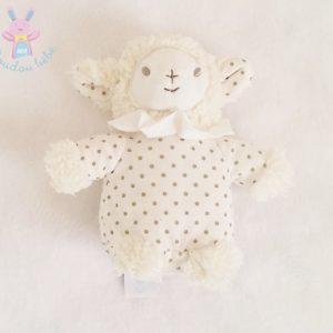 Doudou Mouton blanc pois marron Pédiatril