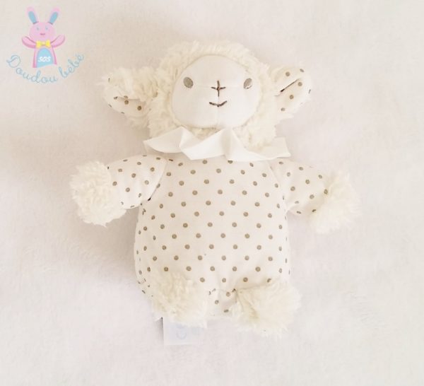 Doudou Mouton blanc pois marron Pédiatril