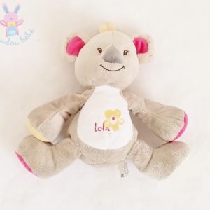 Doudou Koala Lola gris rose jaune Bébisol