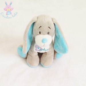 Doudou Chien Arthur gris bleu Bébisol