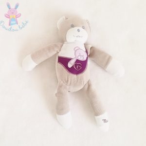 Doudou Ours gris violet avec bébé MUSTELA