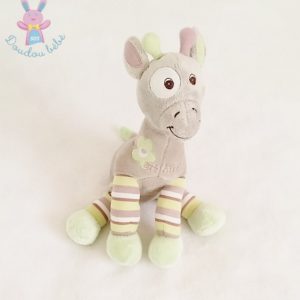 Doudou Girafe Arthur gris rayé vert Bébisol