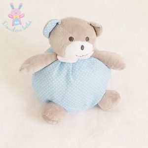 Doudou Ours boule gris bleu à pois MUSTELA