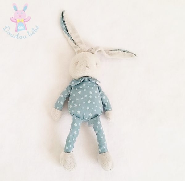 Doudou Lapin gris bleu étoiles KLORANE