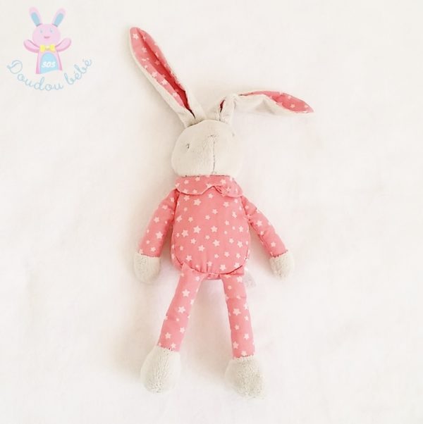 Doudou Lapin rose gris KLORANE