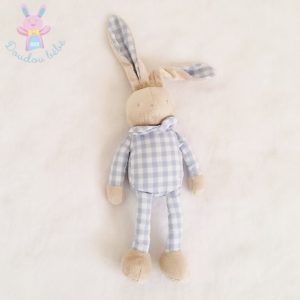 Doudou Lapin beige carreaux bleu blanc KLORANE