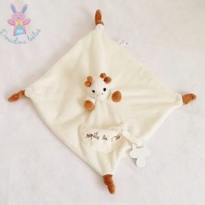 Doudou plat Sophie la Girafe écru marron attache tétine VULLI