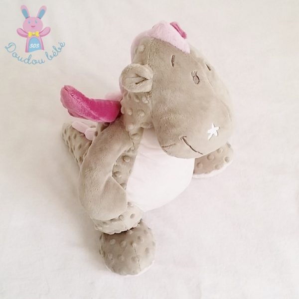 Doudou Dragon Victoria gris rose 40 cm NOUKIE'S