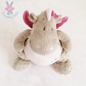 Doudou Dragon Victoria gris rose 40 cm NOUKIE’S