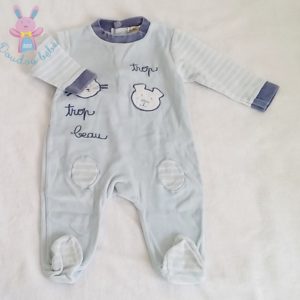 Pyjama velours bleu bébé garçon 12 MOIS