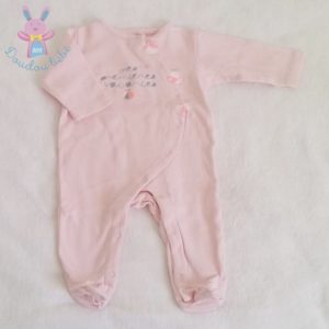Pyjama coton rose pâle bébé fille 3 MOIS