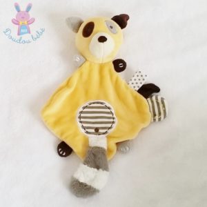 Doudou plat Raton Laveur jaune PANDI PANDA