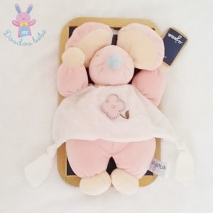 Doudou Souris rose blanc robe fleur AJENA