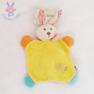 Doudou plat Lapin jaune bleu CP INTERNATIONAL