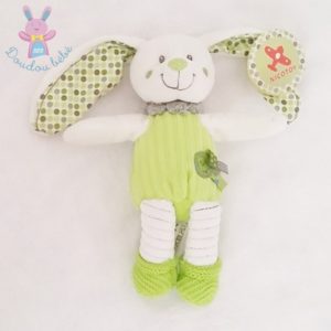 Doudou Lapin blanc vert oiseau 27 cm NICOTOY