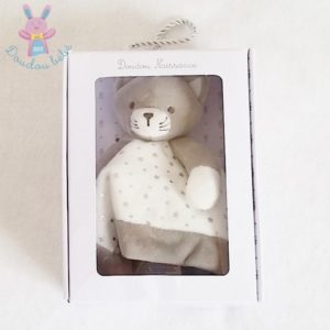 Doudou plat Chat marron et blanc étoiles argent OBAIBI