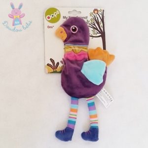 Doudou plat Oiseau Lady violet multicolore OOPS