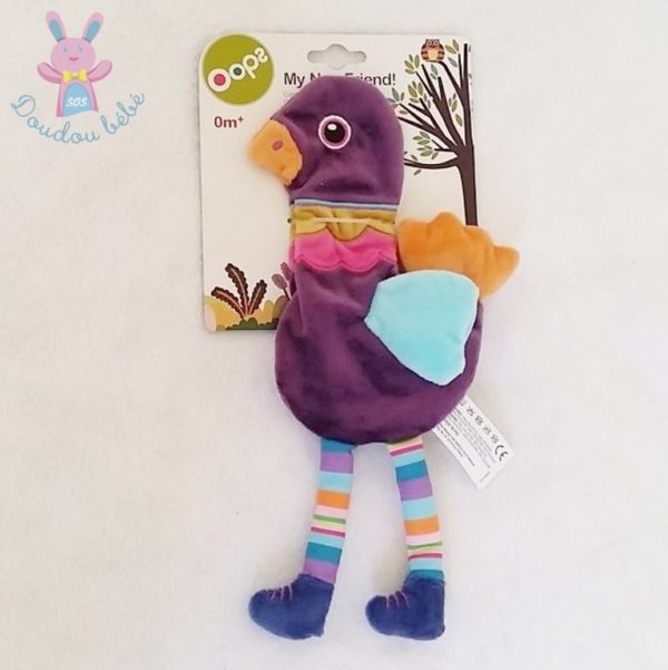 Doudou plat Oiseau Lady violet multicolore OOPS