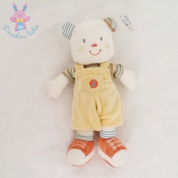 Doudou Ours blanc salopette jaune KIABI NICOTOY