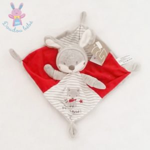 Doudou plat Renard petit rusé rouge gris SIMBA