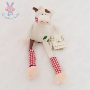 Doudou Vache blanc marron trèfle LES PETITES MARIE