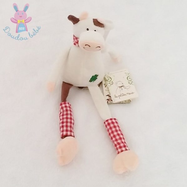 Doudou Vache blanc marron trèfle LES PETITES MARIE