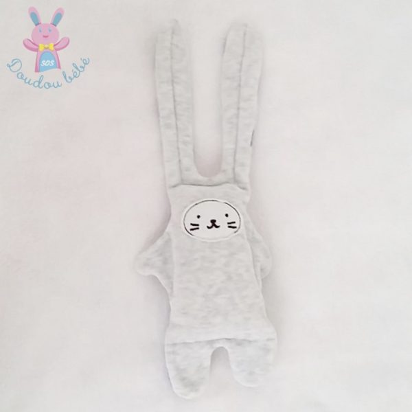 Doudou semi-plat Lapin gris bleu hippopotames CATIMINI – Image 2