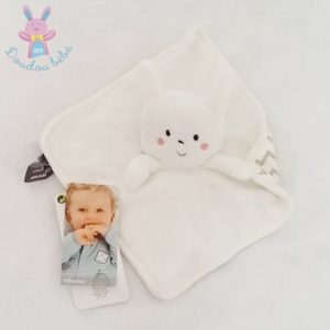 Doudou plat Lapin blanc zig zag beige ORCHESTRA