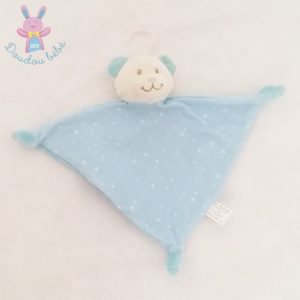 Doudou plat Ours triangle bleu blanc étoiles BABOU