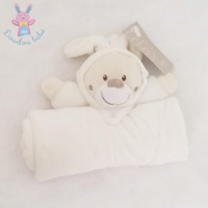 Doudou Ours déguisé en Lapin couverture écru SIMBA