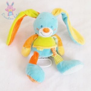 Doudou Lapin musical bleu orange vert NATTOU