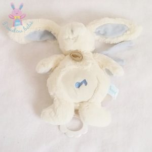 Doudou LAPIN musical Calins blanc bleu BABY NAT