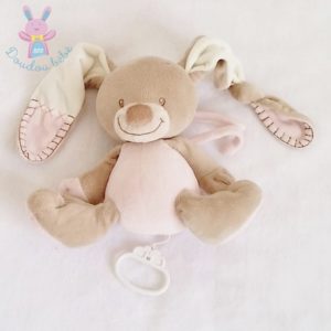 Doudou Lapin musical beige rose écru NATTOU