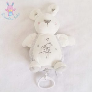 Doudou Lapin boule musical gris blanc SIMBA