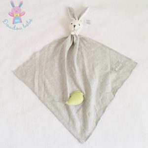 Doudou plat Lapin zen gris oiseau vert KALOO