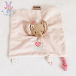 Doudou plat éléphant Charlotte et Rose bleu fleur NATTOU